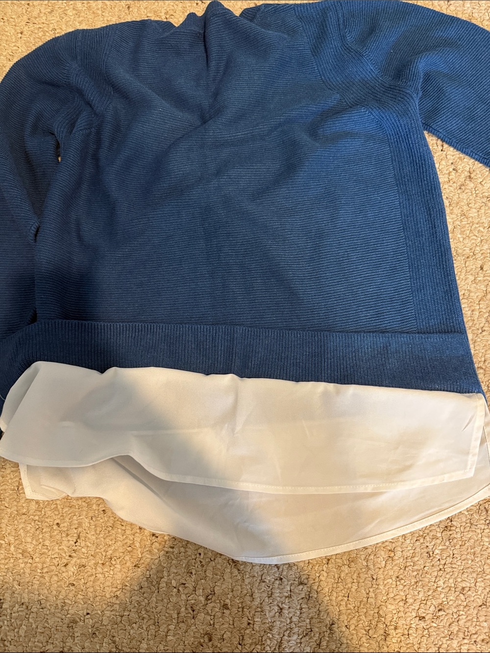 Hilary Radley Blue Sweater Top with White Layered Hem - Picture 5 of 5